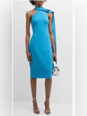 NWT Black Halo Turquoise One-Shoulder Midi Dress